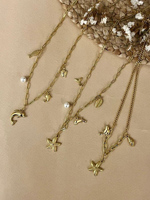 Beach Collection - Dolphin Charms Necklace (1st from the left)