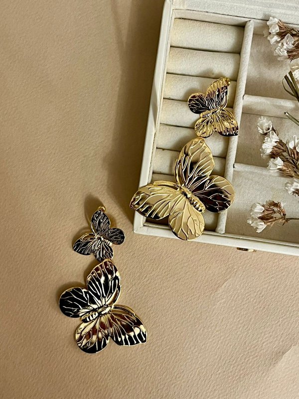 Double Layer Butterfly Earrings