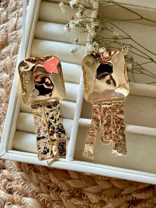 Long Square Tassel Earrings