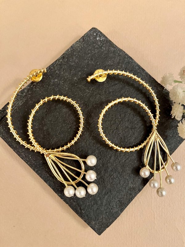 Chunky Gold & Pearl Earrings