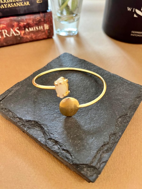 White Stone and Gold Cuff