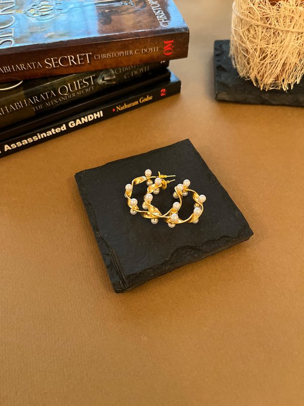 Twisted Pearl Hoops