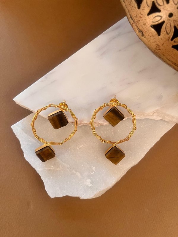 Wooden & Brass Earrings