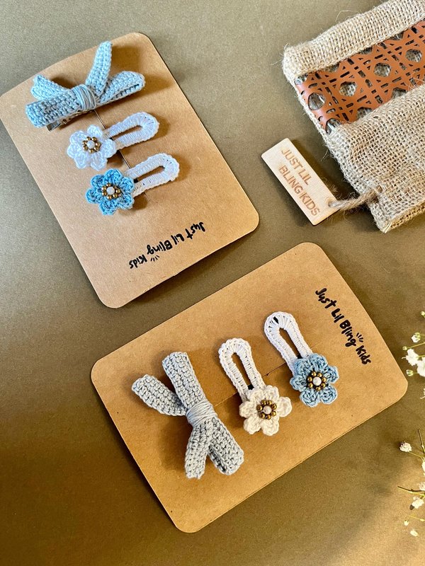 Blue Floral Hair Clips (Pack of 3) (pre-order)