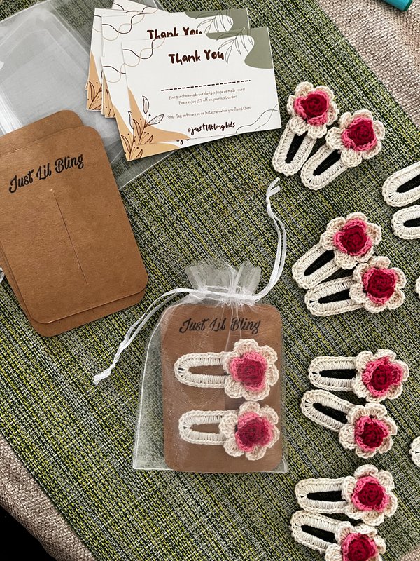 Pink Rose Hair Clip (Pair)