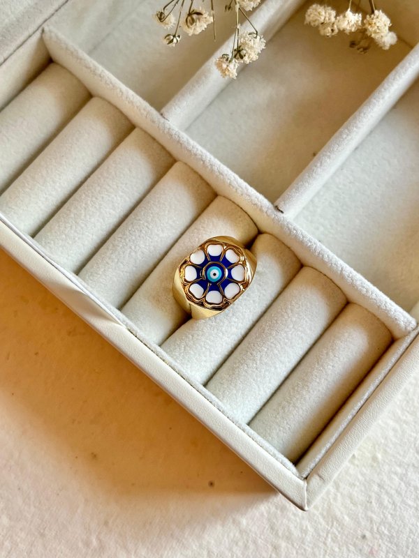 Chunky Thick Band Evil Eye Ring