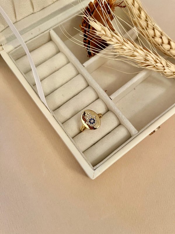 Studded Hamsa Ring