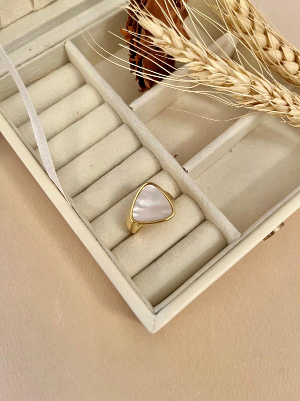 Mother of Pearl Triangle Ring