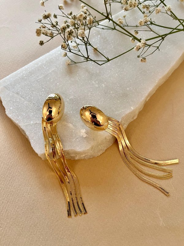 Gold Long Tassel Earrings