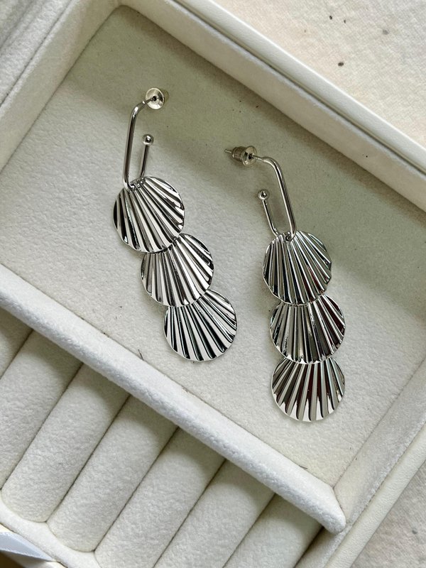 Silver Shell Long Earrings