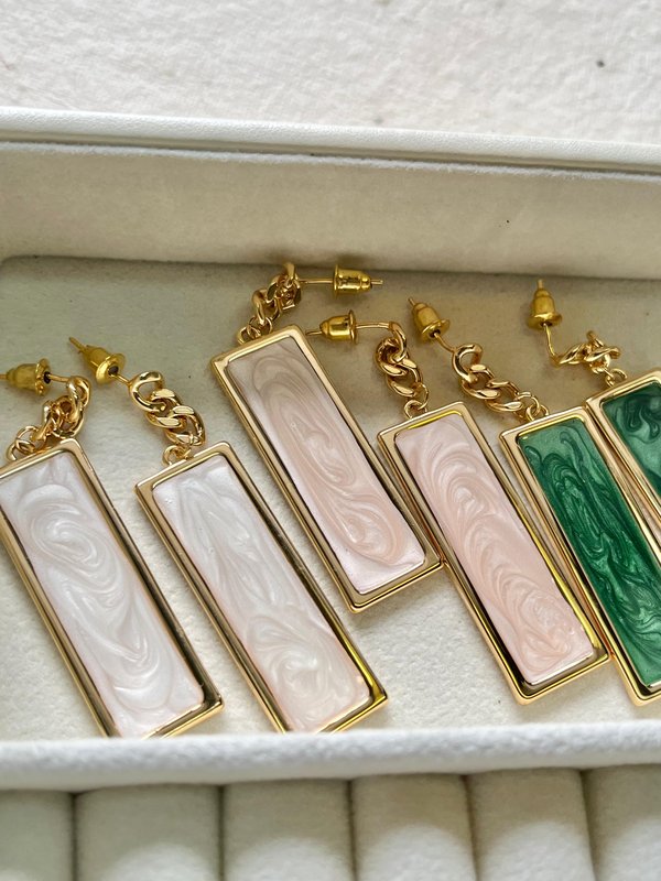 Long Rectangle Bar Earrings