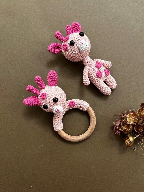Pink Giraffe Set (Set of 2) (Teether + Toy)