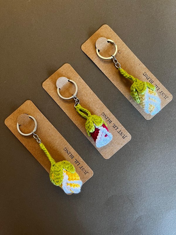 Rose Buds Crochet Keychains