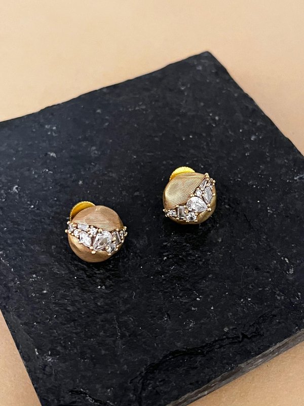 Dull Gold Zircon Studded Studs