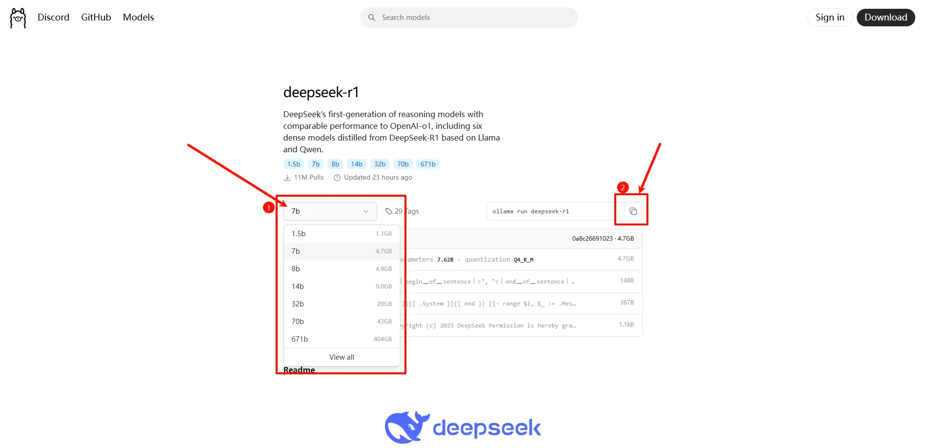 DeepSeek-R1模型下载