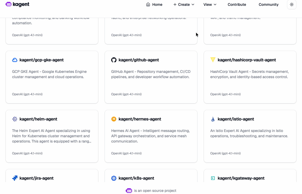 Kagent Agents UI