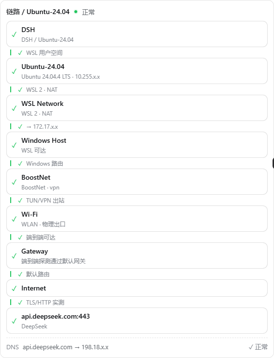 WSL 中的 DSH 网络链路