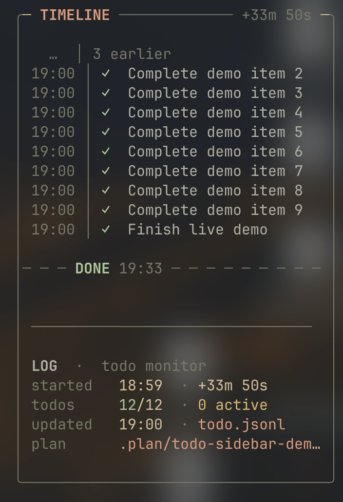 Todo timeline sidebar preview