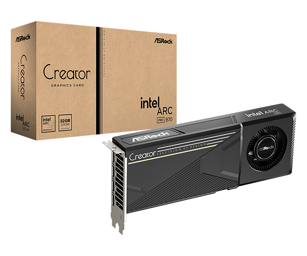 ASRock Intel Arc Pro B70 Creator 32GB GDDR6 Graphics Card