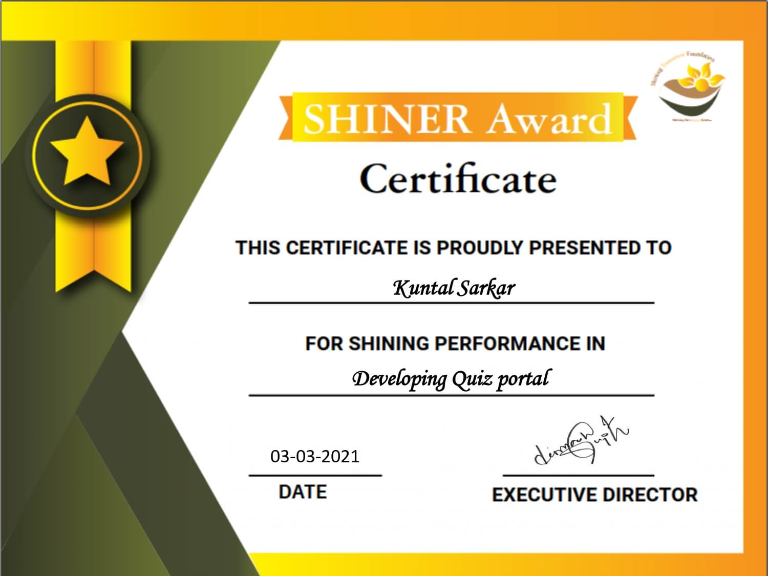 SHINER award photo