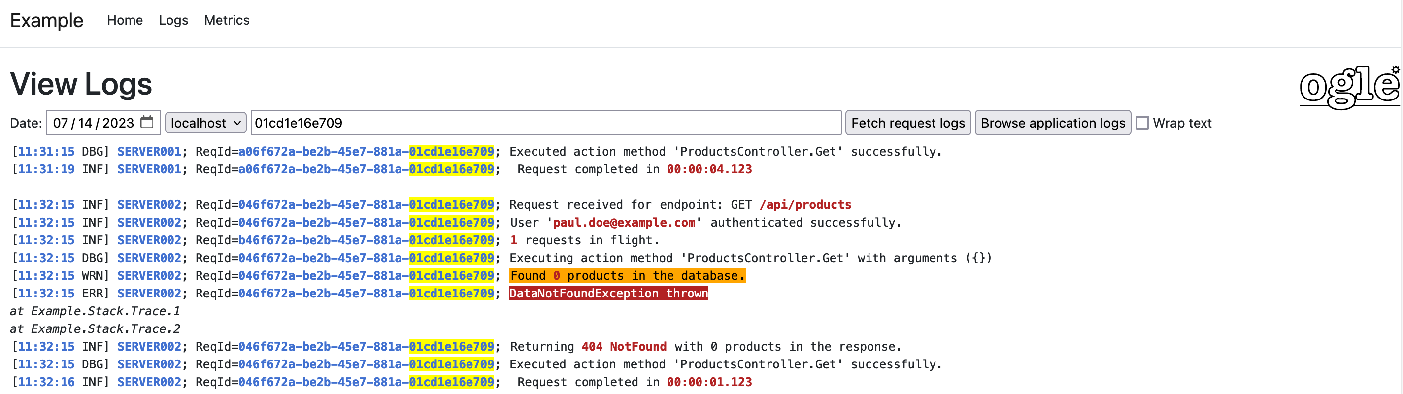 Sample search page screenshot