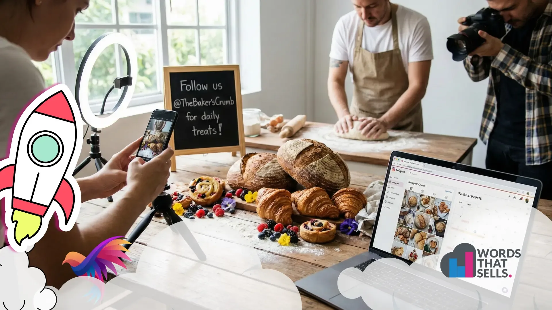 Freshly baked artisan bread on a wooden board
