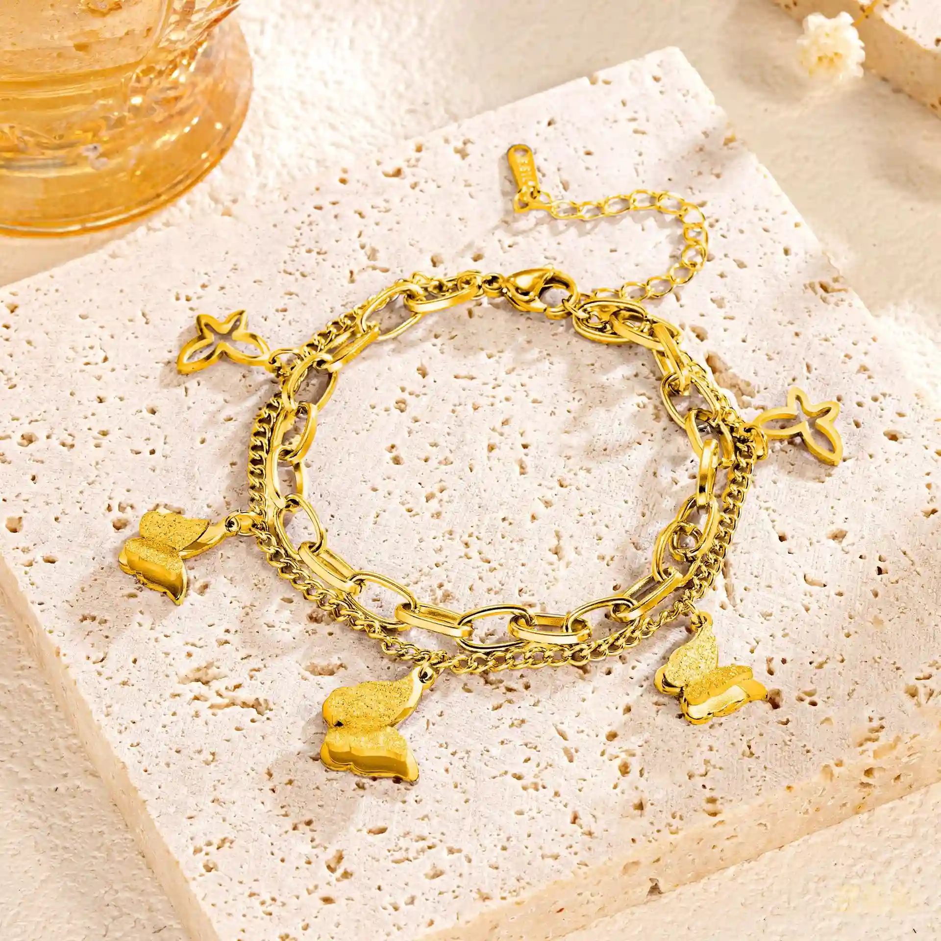 Bracelet stainless steel color guaranteed, waterproof, sweat-proof, lasting minimum 6 months to 1/2 years✨ 24