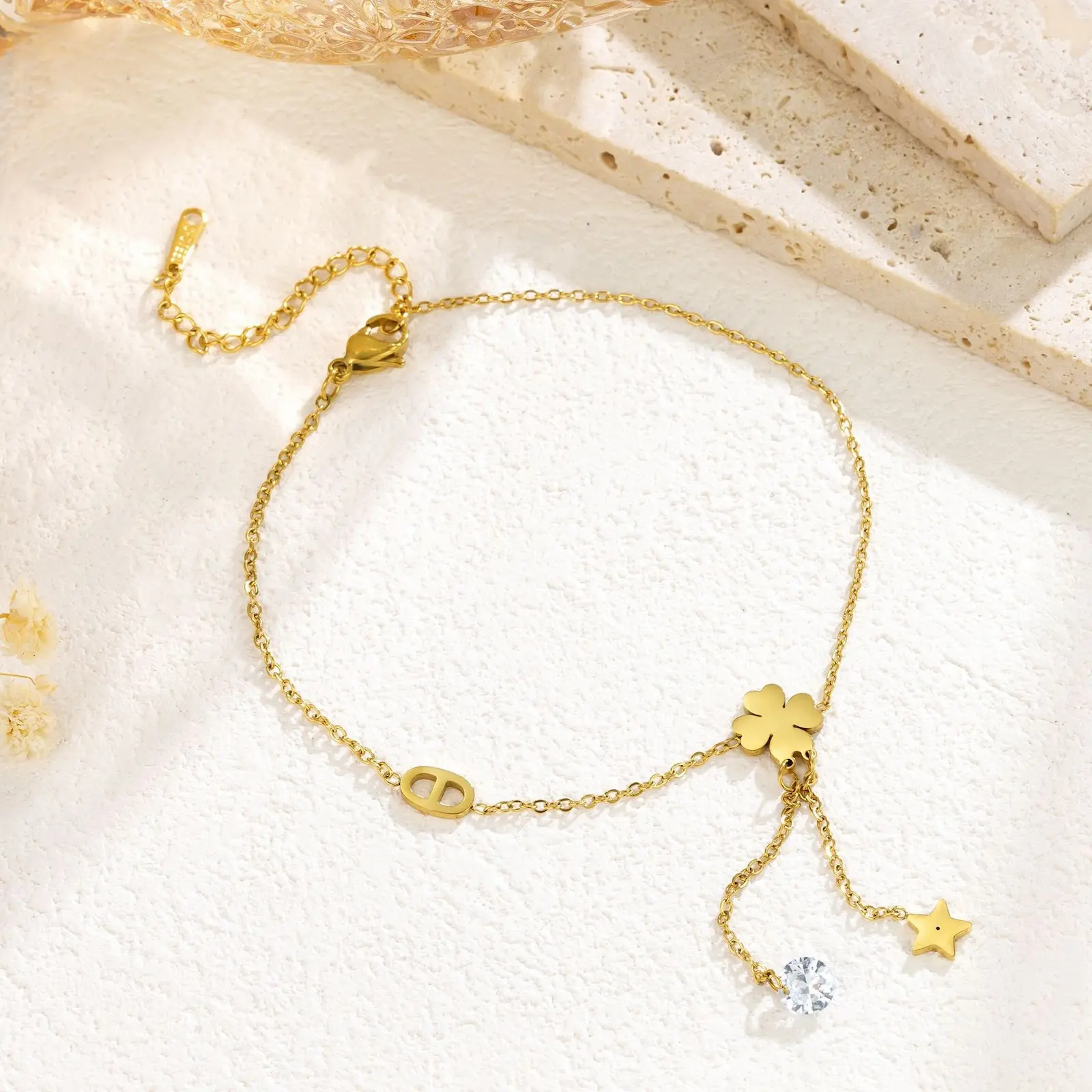 ✨Anklet stainless steel color guaranteed, waterproof, sweat-proof, lasting minimum 6 months to 1/2 years✨ 410