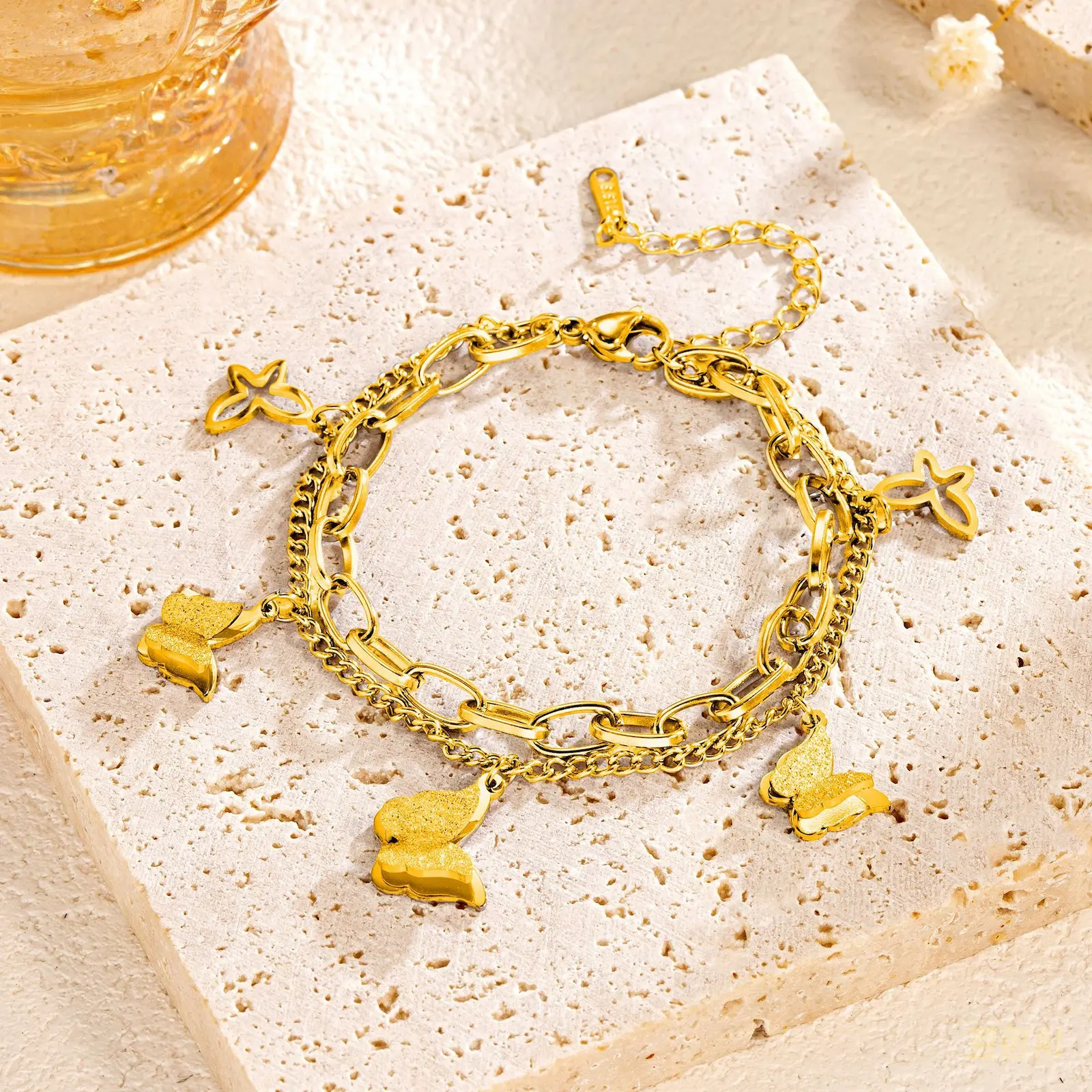 Bracelet stainless steel color guaranteed, waterproof, sweat-proof, lasting minimum 6 months to 1/2 years✨ 467