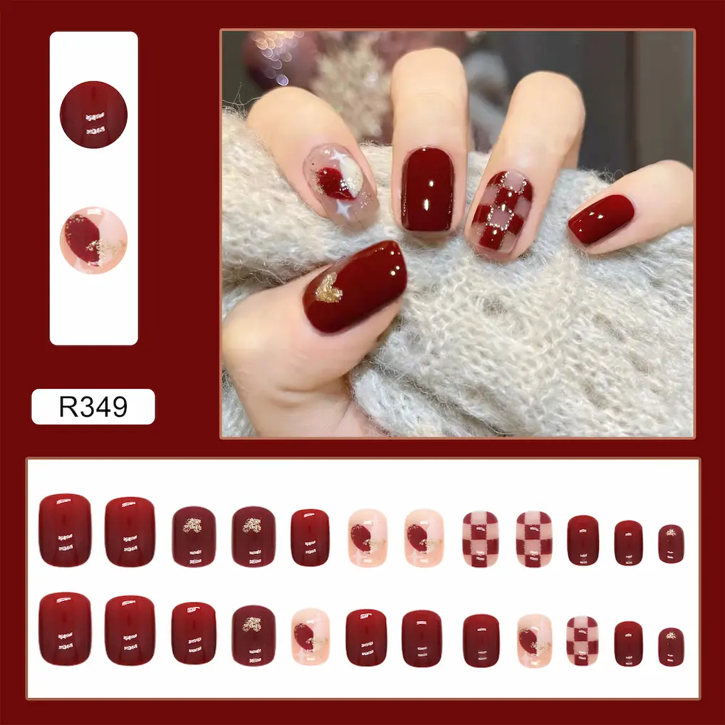 Fake nails 24 pieces with glue 133