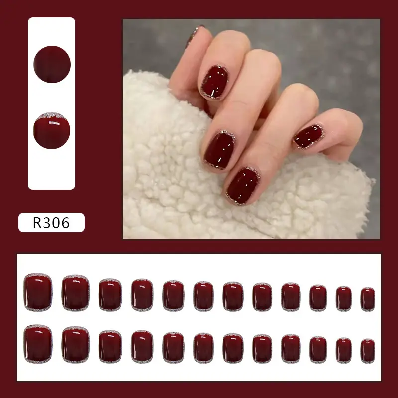 Fake nails 24 pieces with glue 132