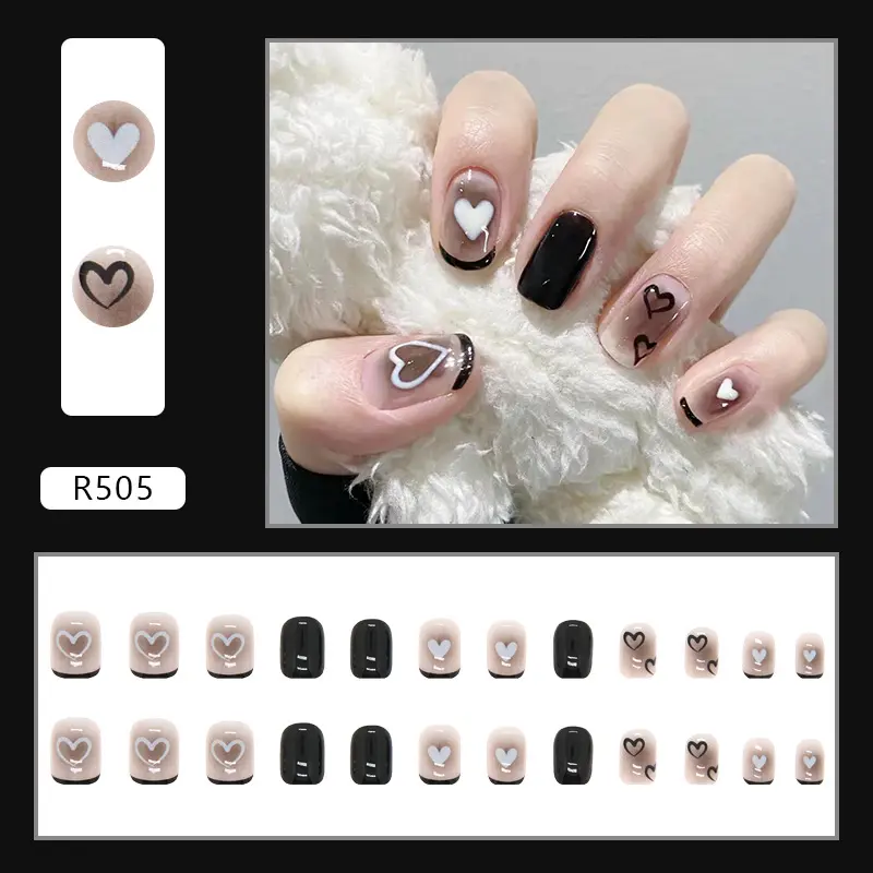 Fake nails 24 pieces with glue 136