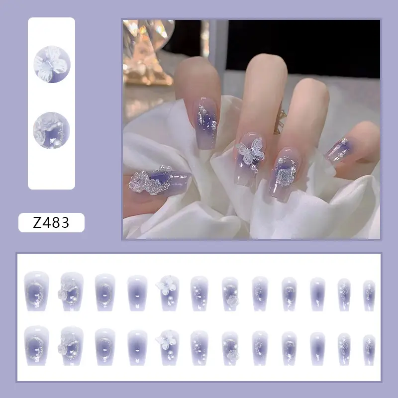 Fake nails 24 pieces with glue 138