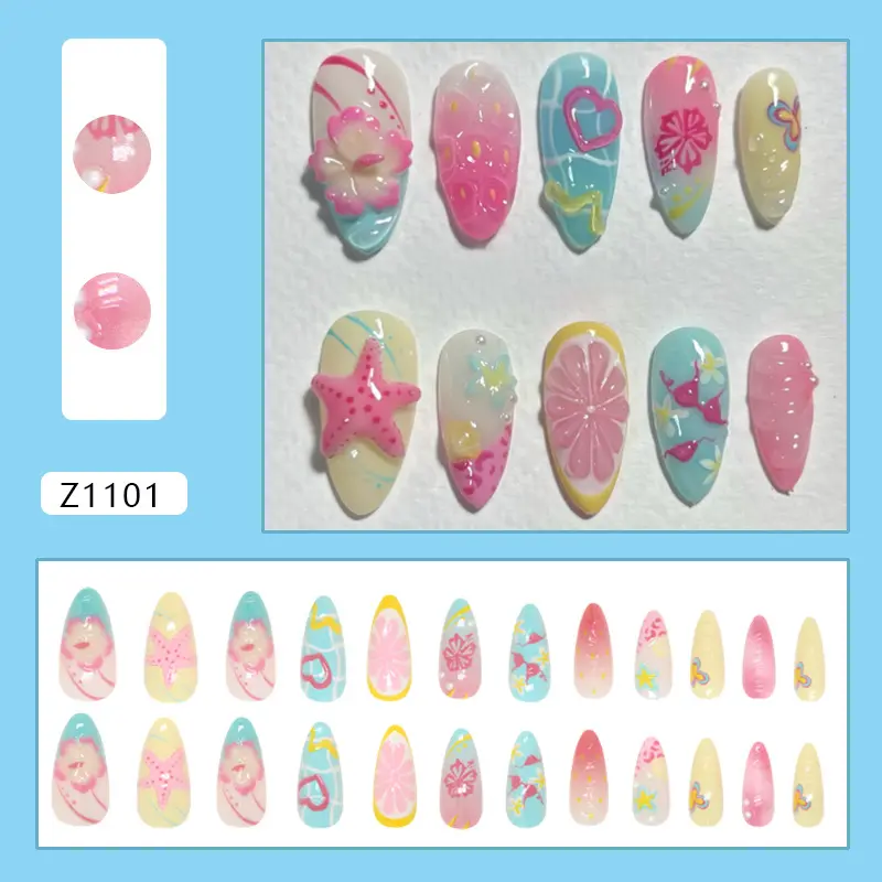 Fake nails 24 pieces with glue 146