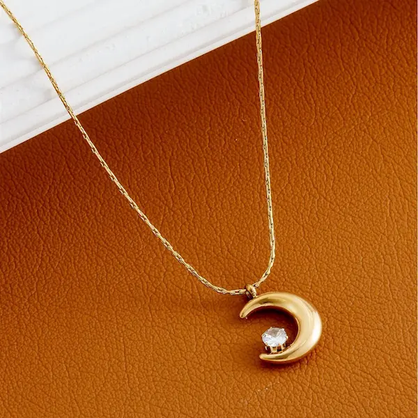 Crescent moon  necklace with rhinestones necklace 12