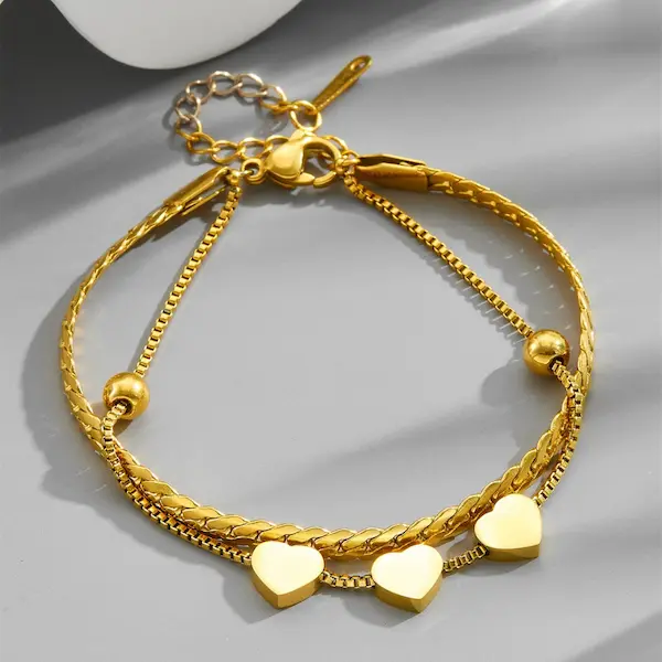 Three heart double layer bracelet 107