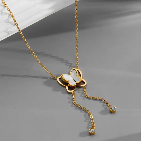 Butterfly tassel gold color guaranteed necklace 115