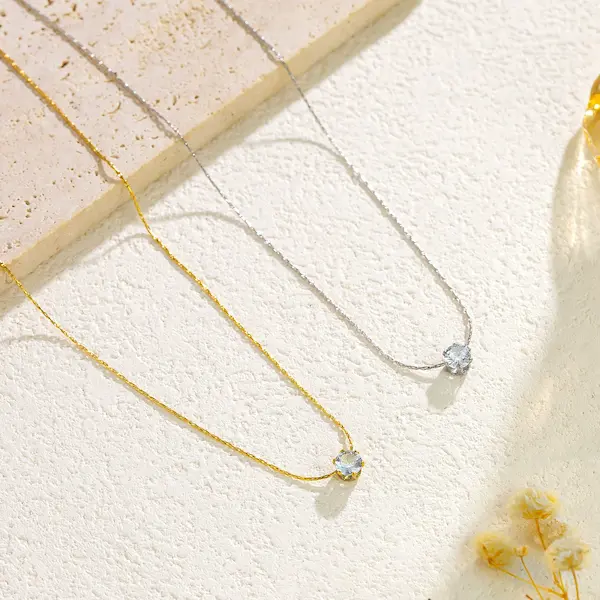 Six prong solitaire diamond color guaranteed necklace 18