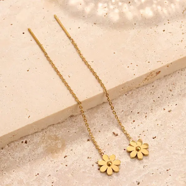 Daisy flower long color guaranteed earrings 156