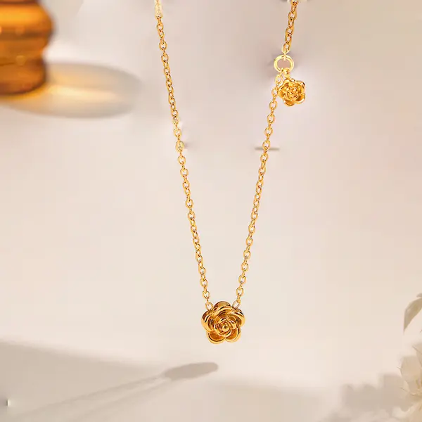 Three Dimensional Camellia Flower color guaranteed necklace 268