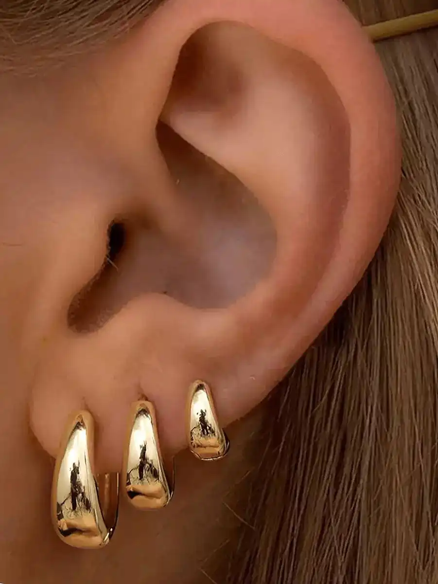 Copper electroplating geometric earrings.