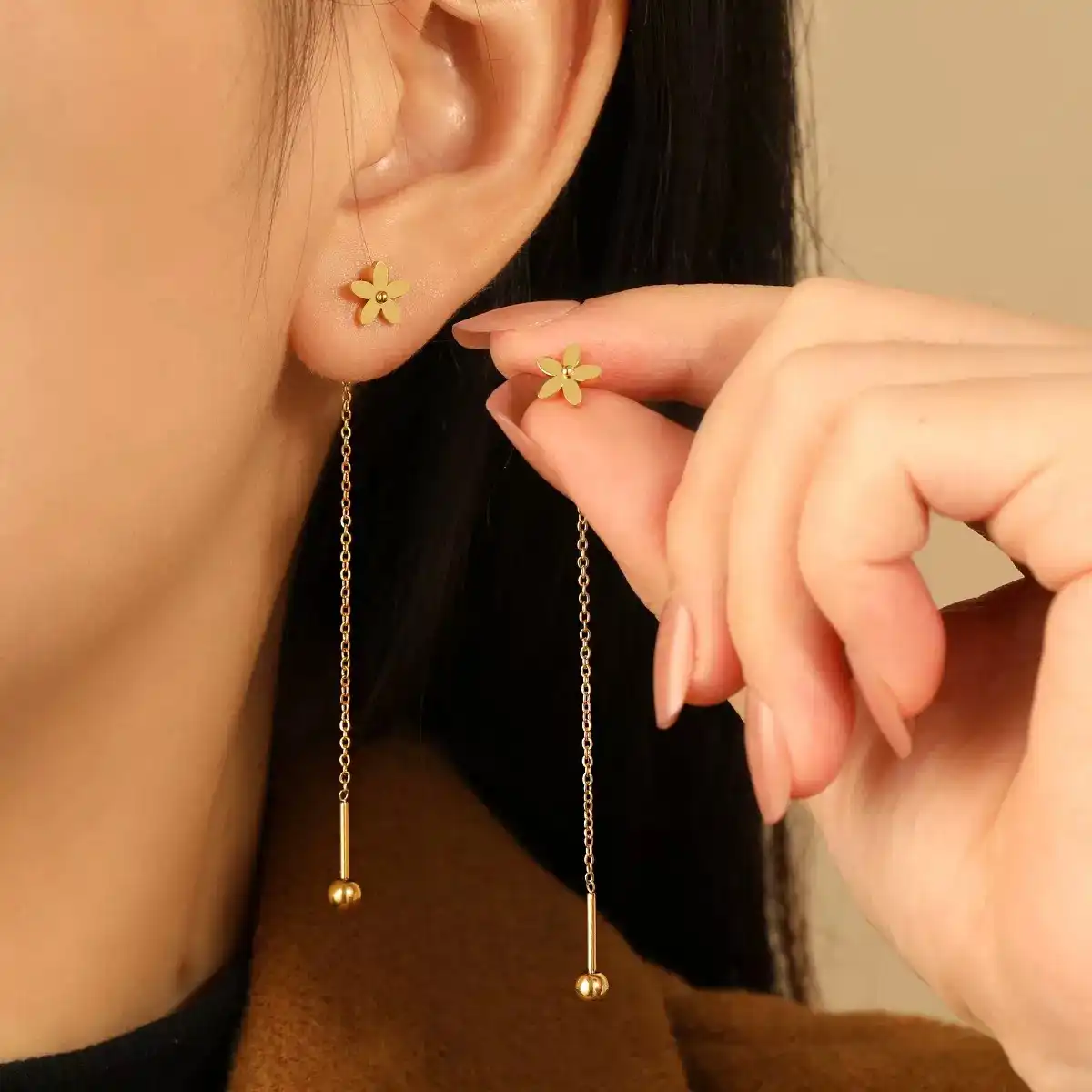 Earrings stainless steel colour guaranteed  2 year ✨ 373