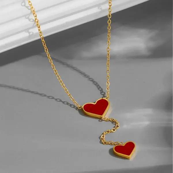 Double heart necklace 26