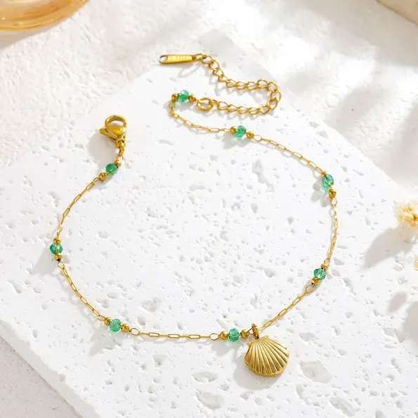 Emerald bead anklet 63