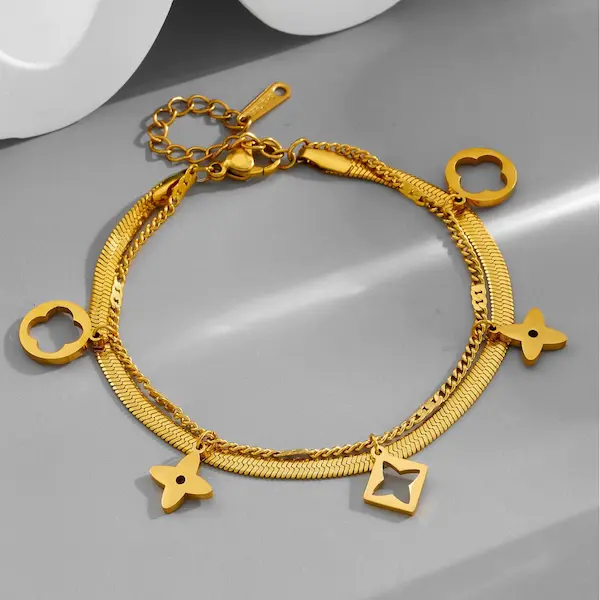 Monogram double-layer four-leaf clover bracelet 94