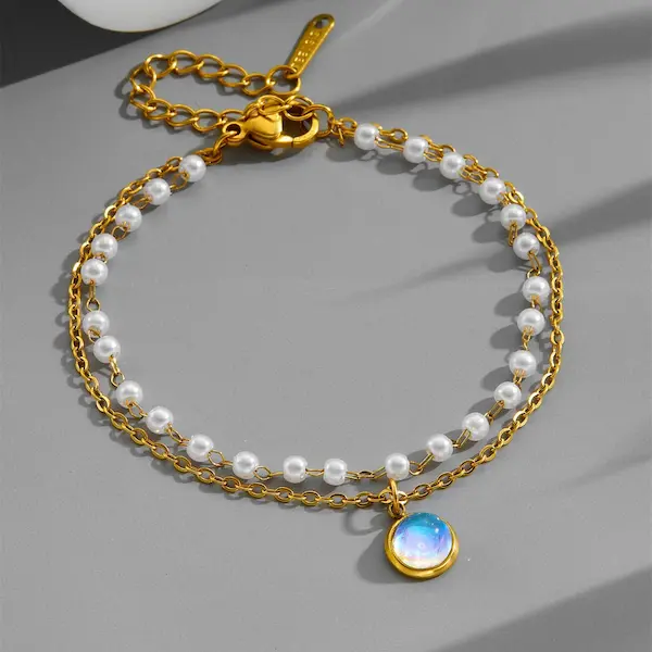 Double-layer pearl Cat's Eye Stone bracelet 95
