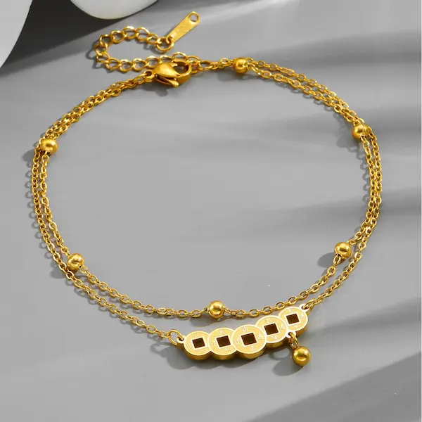 Double layer beaded  anklet 100