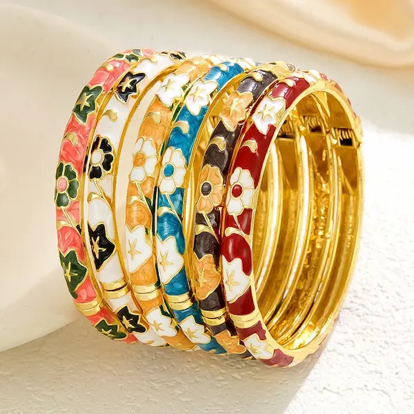 Painted enamel dripping COPPER bracelet 134