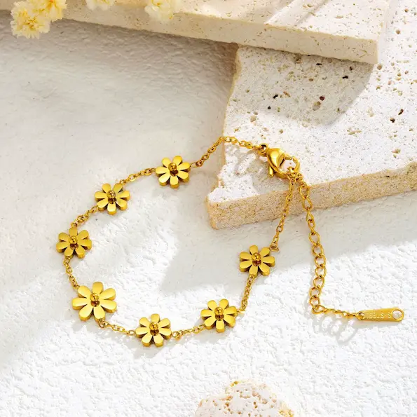 Sunflower design daisy gold bracelet 156