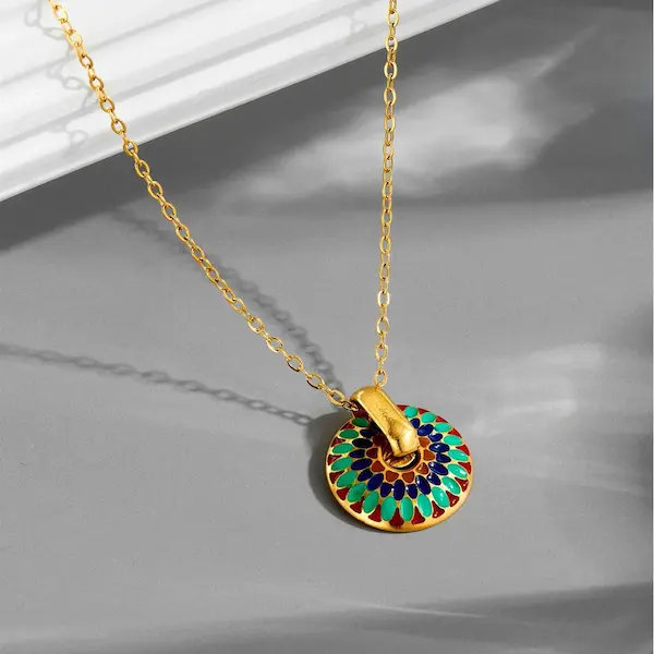 Painted oil drop necklace 164